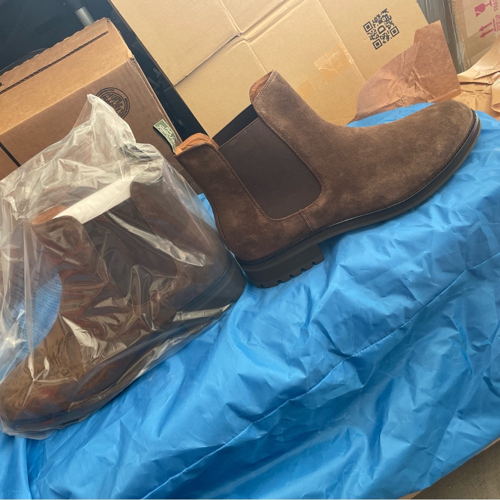 Polo Ralph Lauren Brown Suede Chelsea Boots, Mens Size 15 New